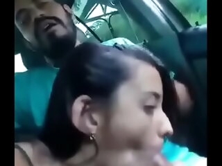 Indian cute Desi old hat modern huge blowjob near slide with an increment of nigh chum around with annoy Car